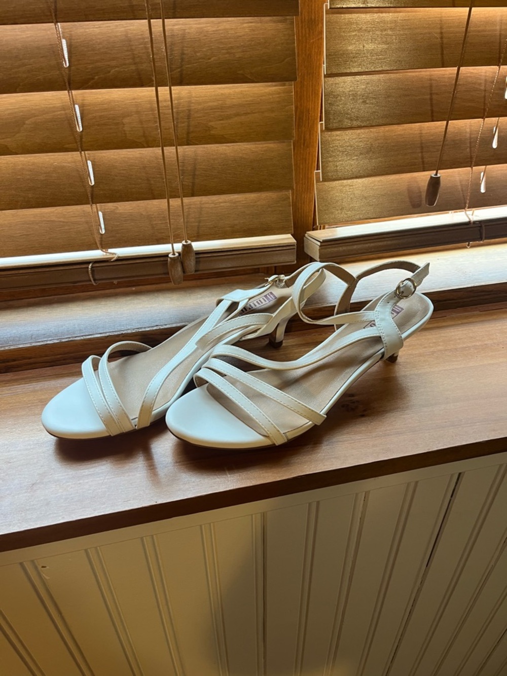 Women's Strappy Slingback Heeled Sandals in Cream